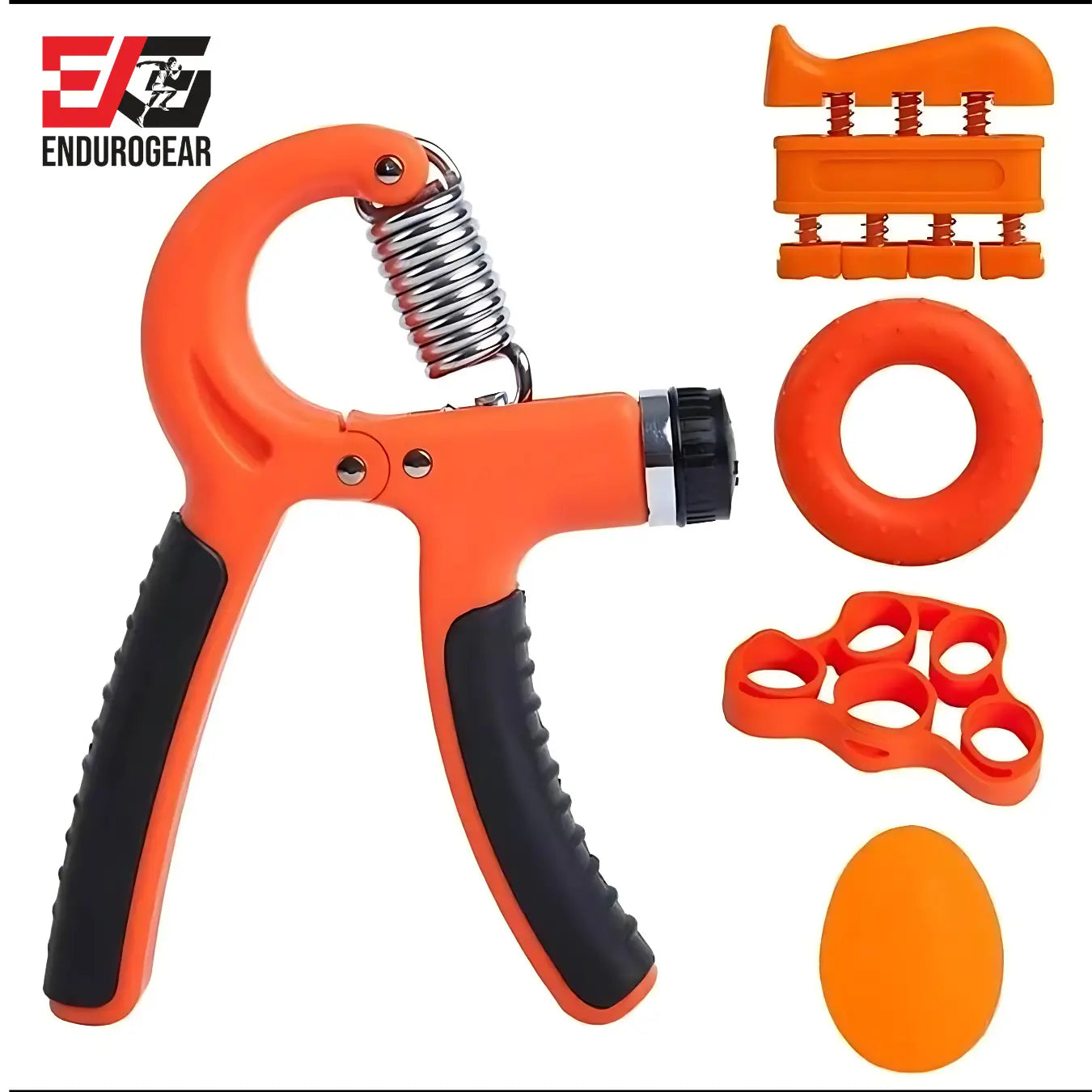 E.G Hand Grip Strengthener Kit - Adjustable Resistance Gripper, Finger Exerciser, Stress Ball & Forearm Trainer 5-In-1 Set for Comprehensive Workout & Rehabilitation