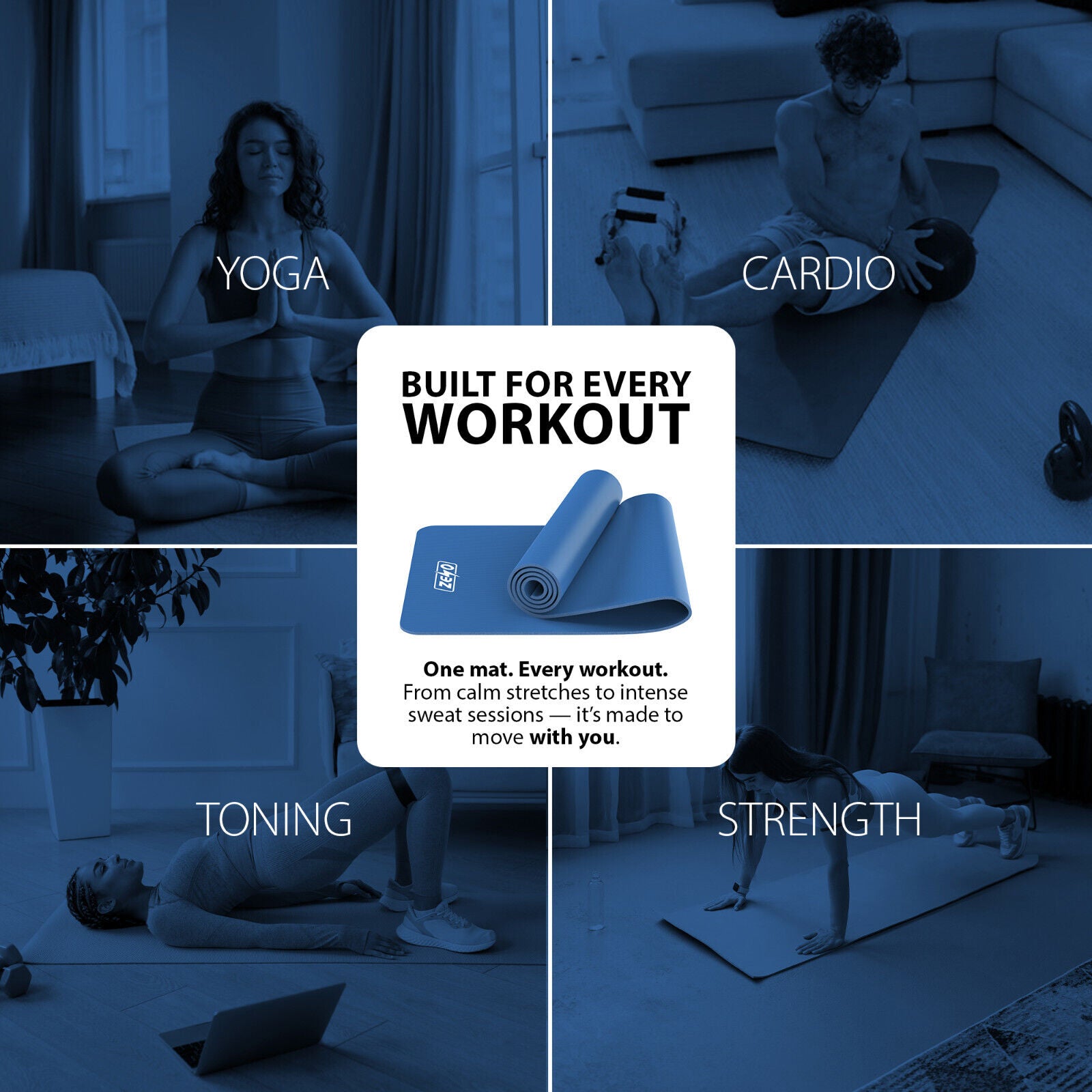 YOGA MAT 10MM THICK EXERCISE MAT GYM WORKOUT FITNESS PILATES HOME NON SLIP NBR