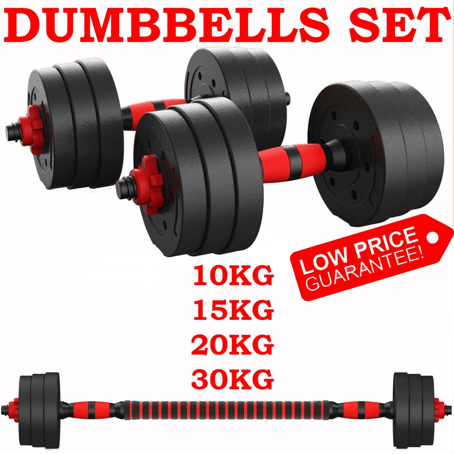 10KG/30KG DUMBBELLS PAIR GYM WEIGHTS BARBELL/DUMBBE