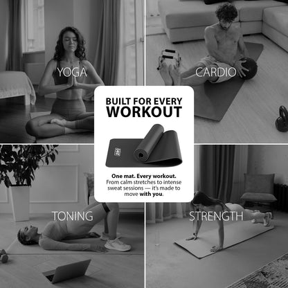 YOGA MAT 10MM THICK EXERCISE MAT GYM WORKOUT FITNESS PILATES HOME NON SLIP NBR