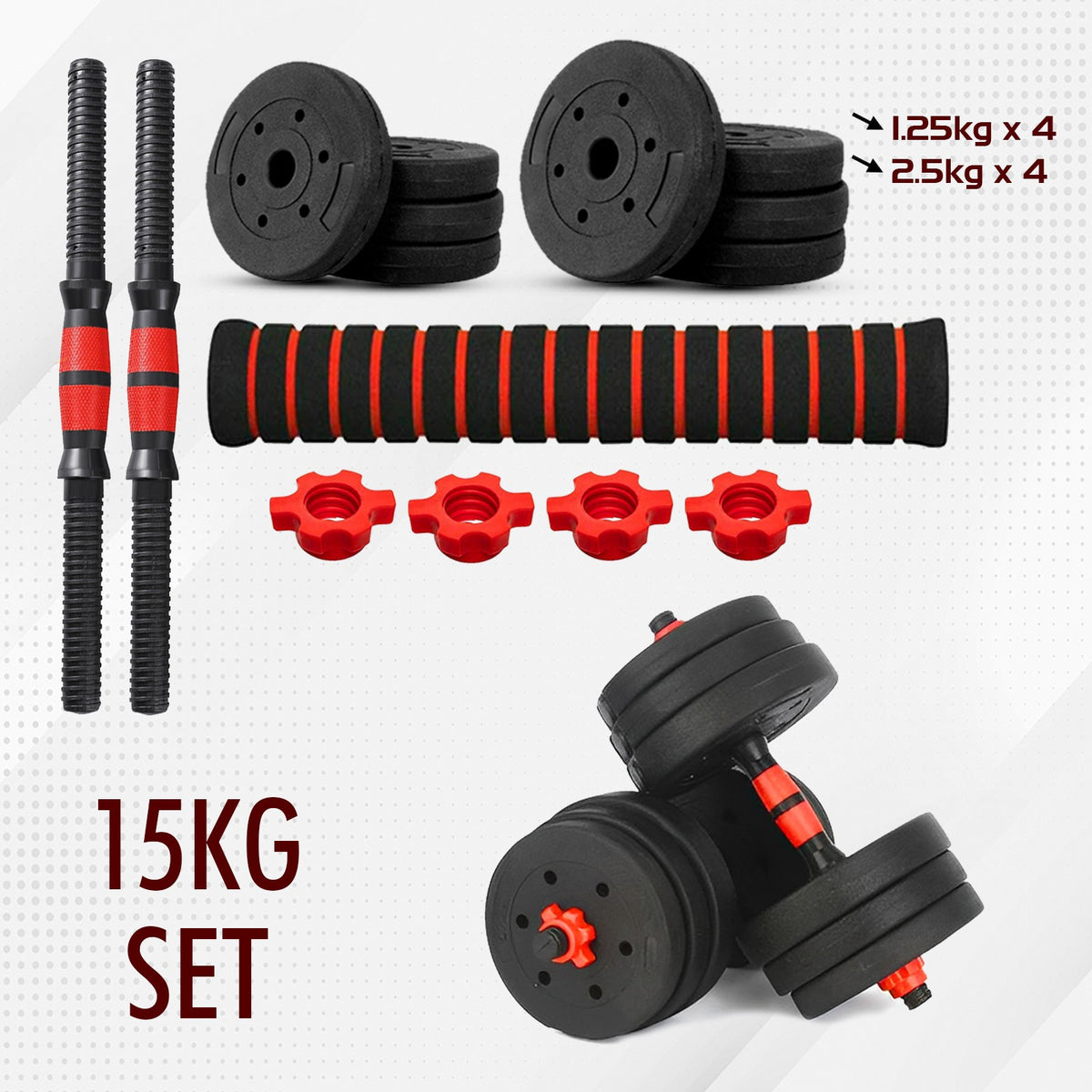 15/20/30/40 Kg Dumbbell Barbell Weight Set Pair Hand Weights Gym Fitness Workout - Top Beat Cart