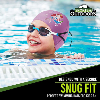 Kids Swimming Cap | Girls Boys Unisex Swim Pool Hat Waterproof Silicone Durable