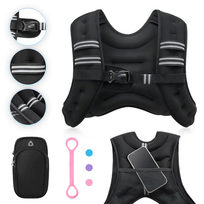 【Aprilstockup】Zelus Weighted Vests,6/8/12/16/20/25/30Lbs Weight Vest with Detachable Phone Pouch&Reflective Stripes&Adjustable Straps| Exercise Equipment & Workout Enhancer for Motivational Walking, Strength Training, Running, Rucking#Summervibes Summervi