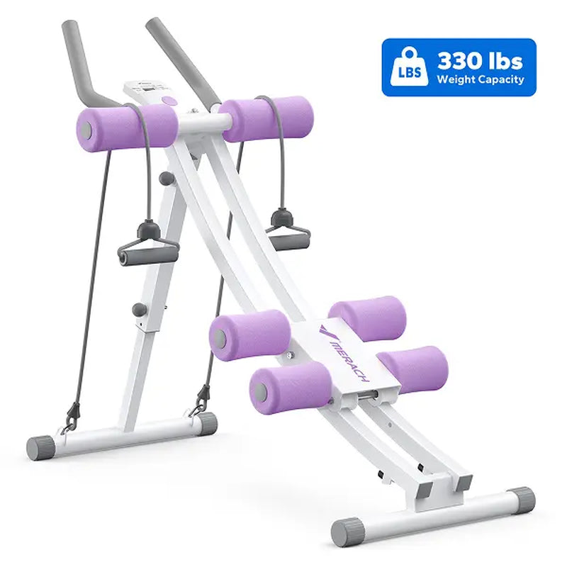 Merach Dual Track Ab Trainer with LCD Monitor, 440Lbs Weight Capacity, Foldable for Easy Storage, Ergonomic Supportive Design, Tones Waist Abs Arms Legs Hips, Ideal for Home Gym Beginners & Daily Fitness Enthusiasts Summervibes