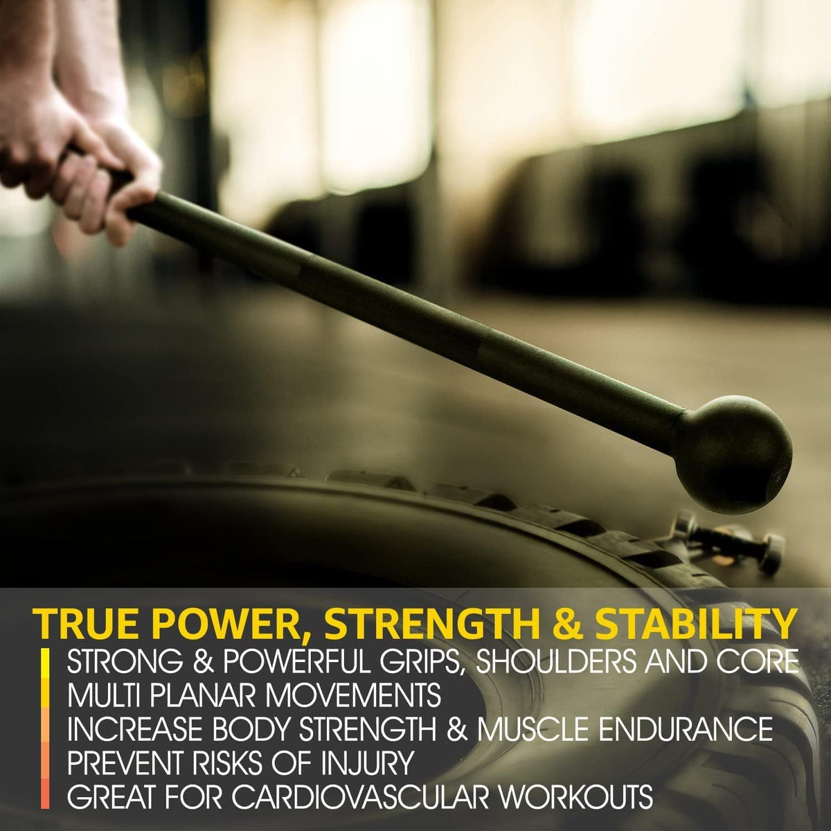 Alloy Steel Mace Macebell, Weighted Bar for Strength Training, Shoulder, Grips & Forearms Workouts - Gym Hammer with Multiple Size - Top Beat Cart