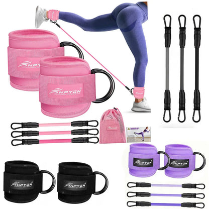 HPYGN Ankle Resistance Bands, Ankle Bands for Working Out with Cuffs, Resistance Bands for Leg Butt Training Workout Equipment for Kickbacks Hip Gluteus Training Exercises, Ankle Strap with Exercise Bands