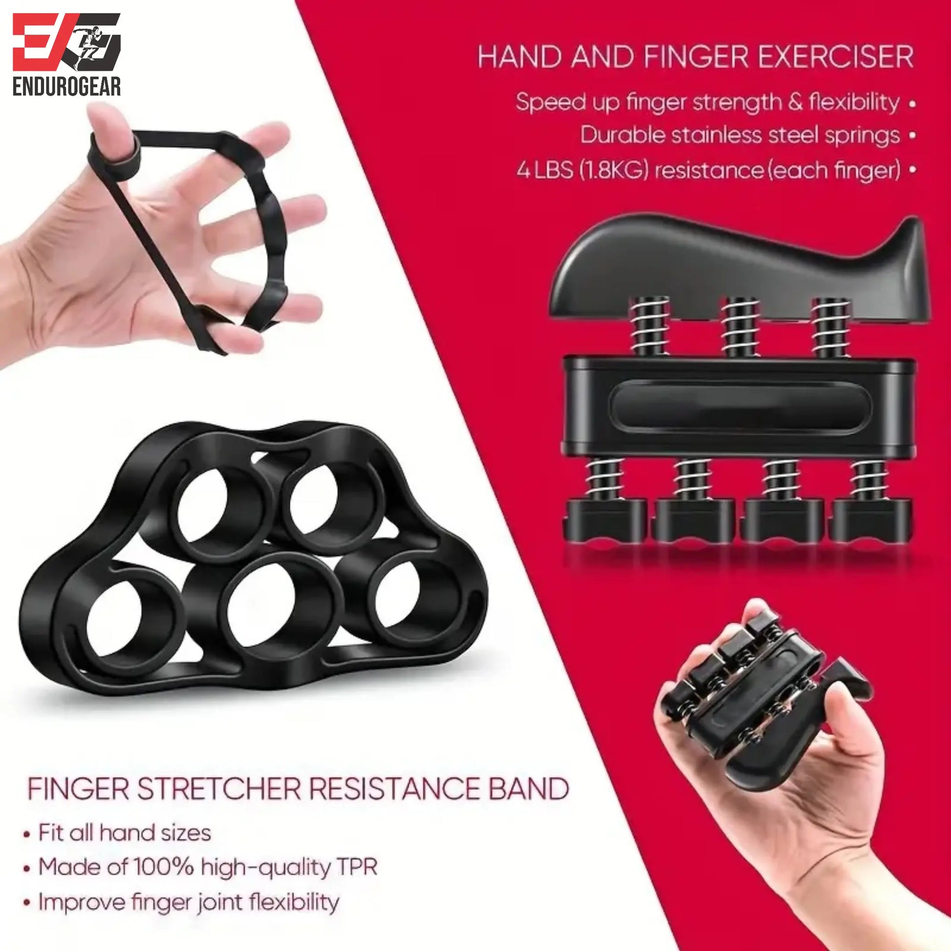 E.G Hand Grip Strengthener Kit - Adjustable Resistance Gripper, Finger Exerciser, Stress Ball & Forearm Trainer 5-In-1 Set for Comprehensive Workout & Rehabilitation