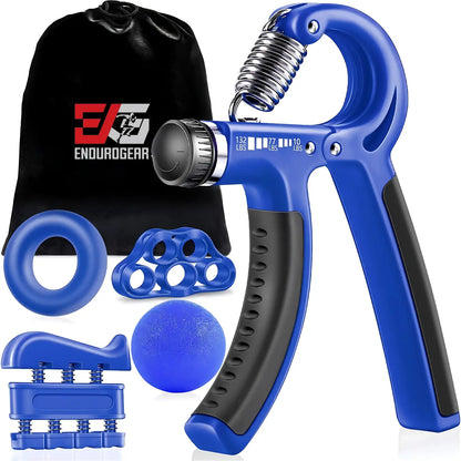 E.G Hand Grip Strengthener Kit - Adjustable Resistance Gripper, Finger Exerciser, Stress Ball & Forearm Trainer 5-In-1 Set for Comprehensive Workout & Rehabilitation