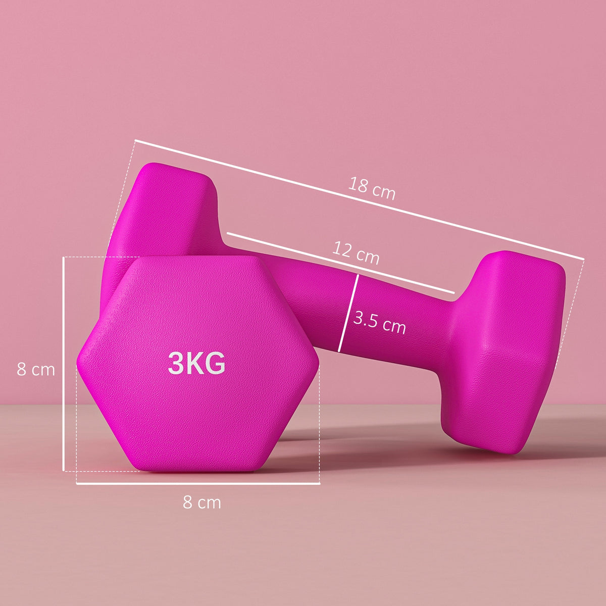 Set of 6 Dumbbells, Hexagonal Weights Pair, 2 X 3Kg, 2 X 4Kg, 2 X 5Kg - Top Beat Cart