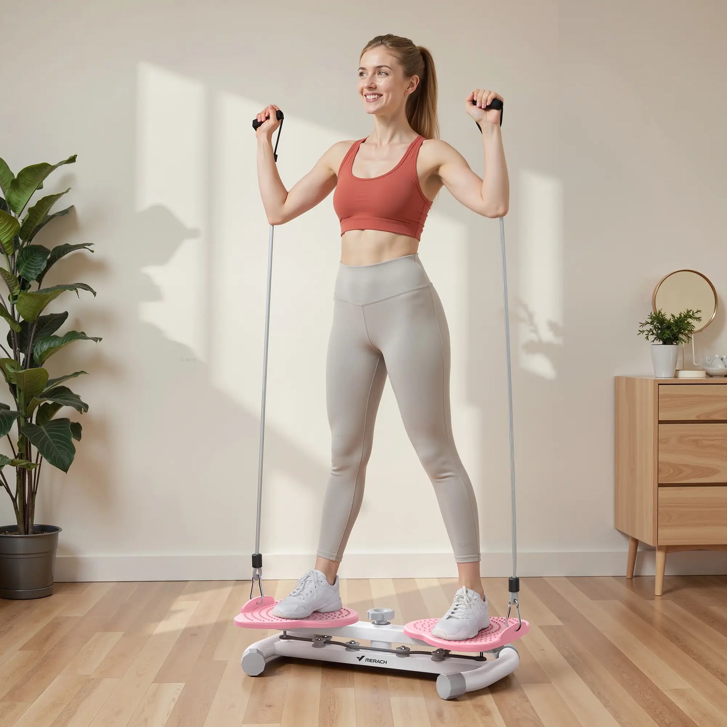 【Live Link Only】Merach Waist Twist Machine Slim Toned Abs Waist Twister Double Non-Slip No Noise Use Exercise Equipment Abdominal Roller Workout for Women Summervibes