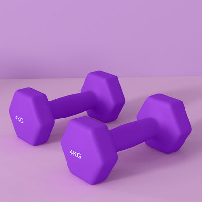Set of 6 Dumbbells, Hexagonal Weights Pair, 2 X 3Kg, 2 X 4Kg, 2 X 5Kg - Top Beat Cart