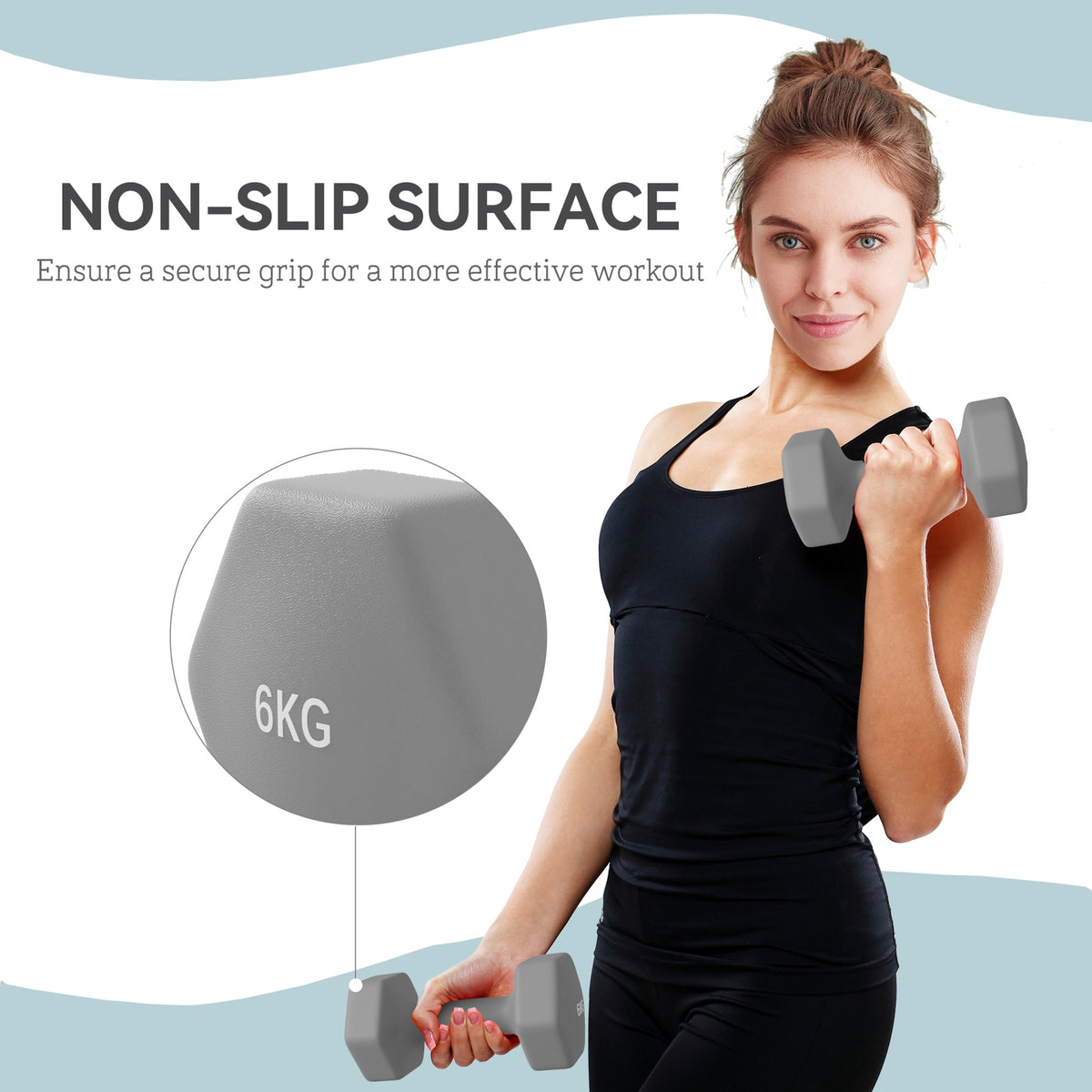 Set of 6 Dumbbells, Hexagonal Weights Pair, 2 X 3Kg, 2 X 4Kg, 2 X 5Kg - Top Beat Cart